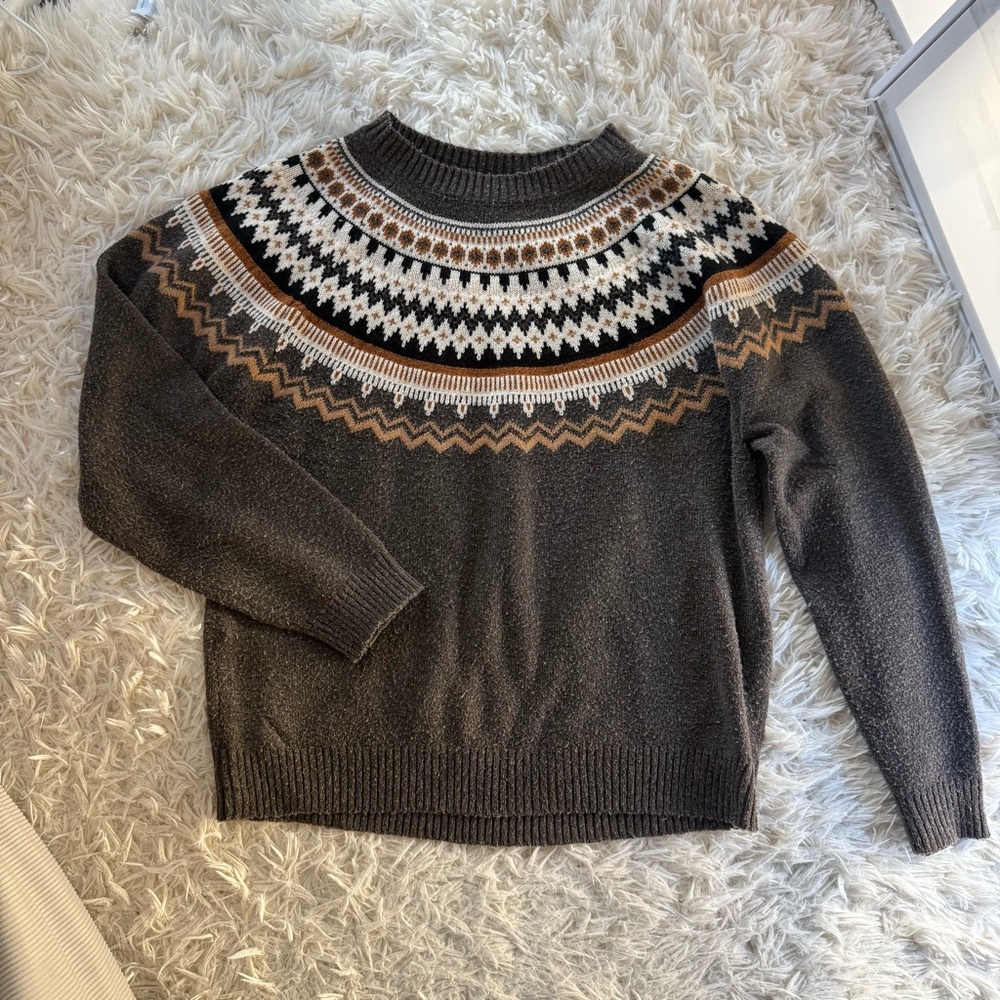 Weatherproof Crewneck Brown Sweater Holiday Vibes